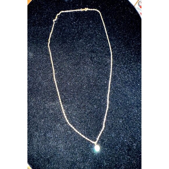 14k Solid Gold Twisted Chain Necklace With Round Cubic Zirconia Pendant - Picture 1 of 12